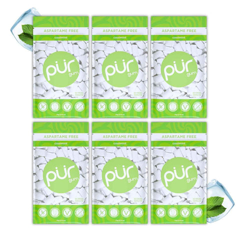 PUR Gum, Coolmint, Xylitol Gum, No Artificial Flavor, 330 Count (6x55)
