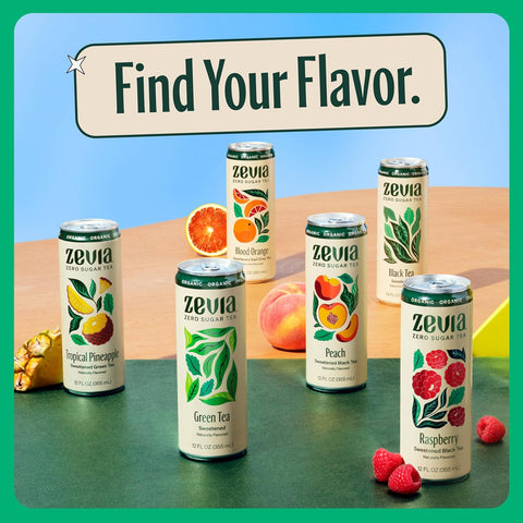 Zevia Zero Sugar Tea, Earl Grey Tea Blood Orange, 12 oz Cans (12-Pack) – Naturally Sweetened, Zero Calorie Sugar Free - Non-GMO Project Verified, Gluten-Free, Vegan