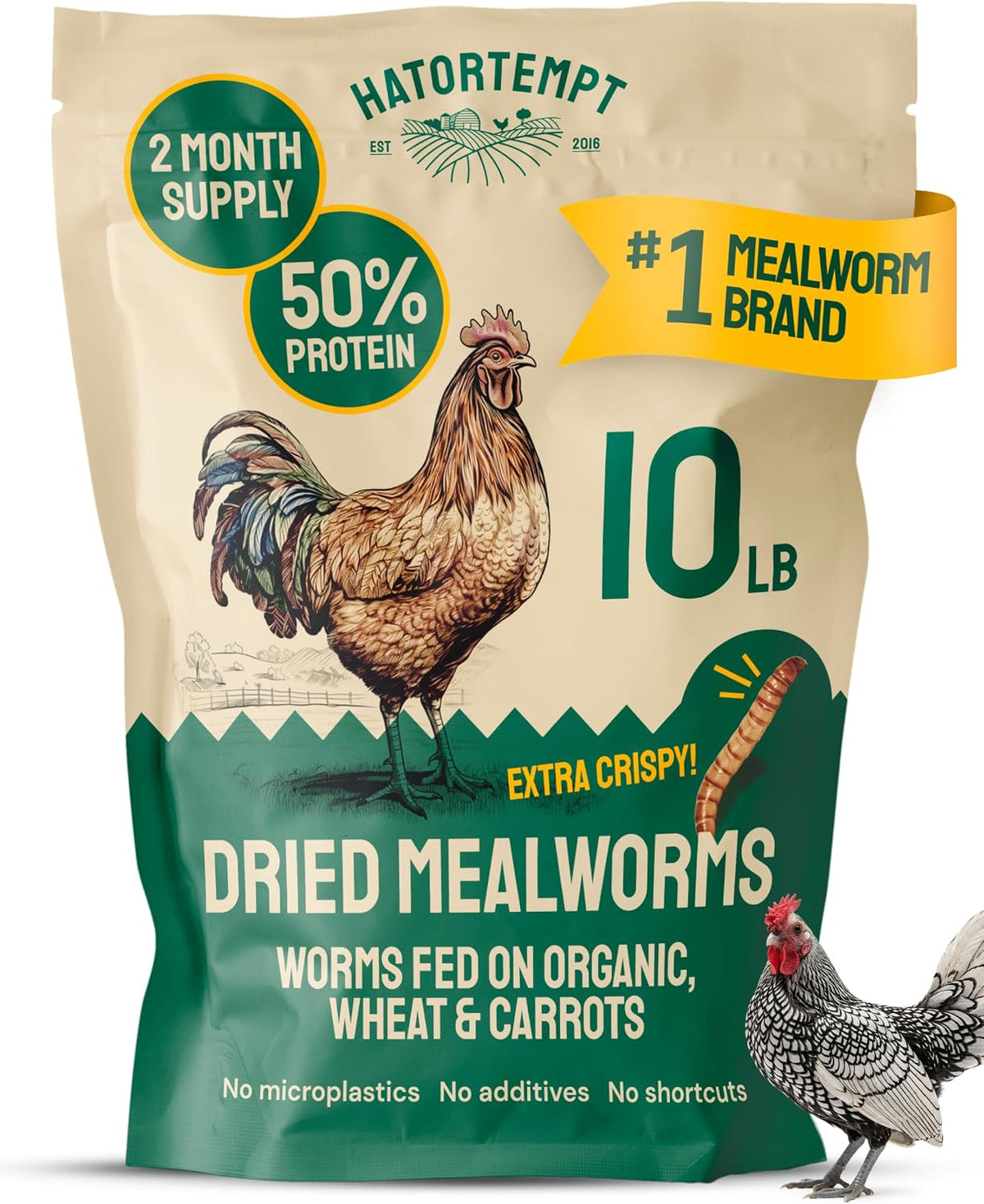 Hatortempt 10lb Dried Mealworms for Chickens & Wild Birds, Chicken Feed