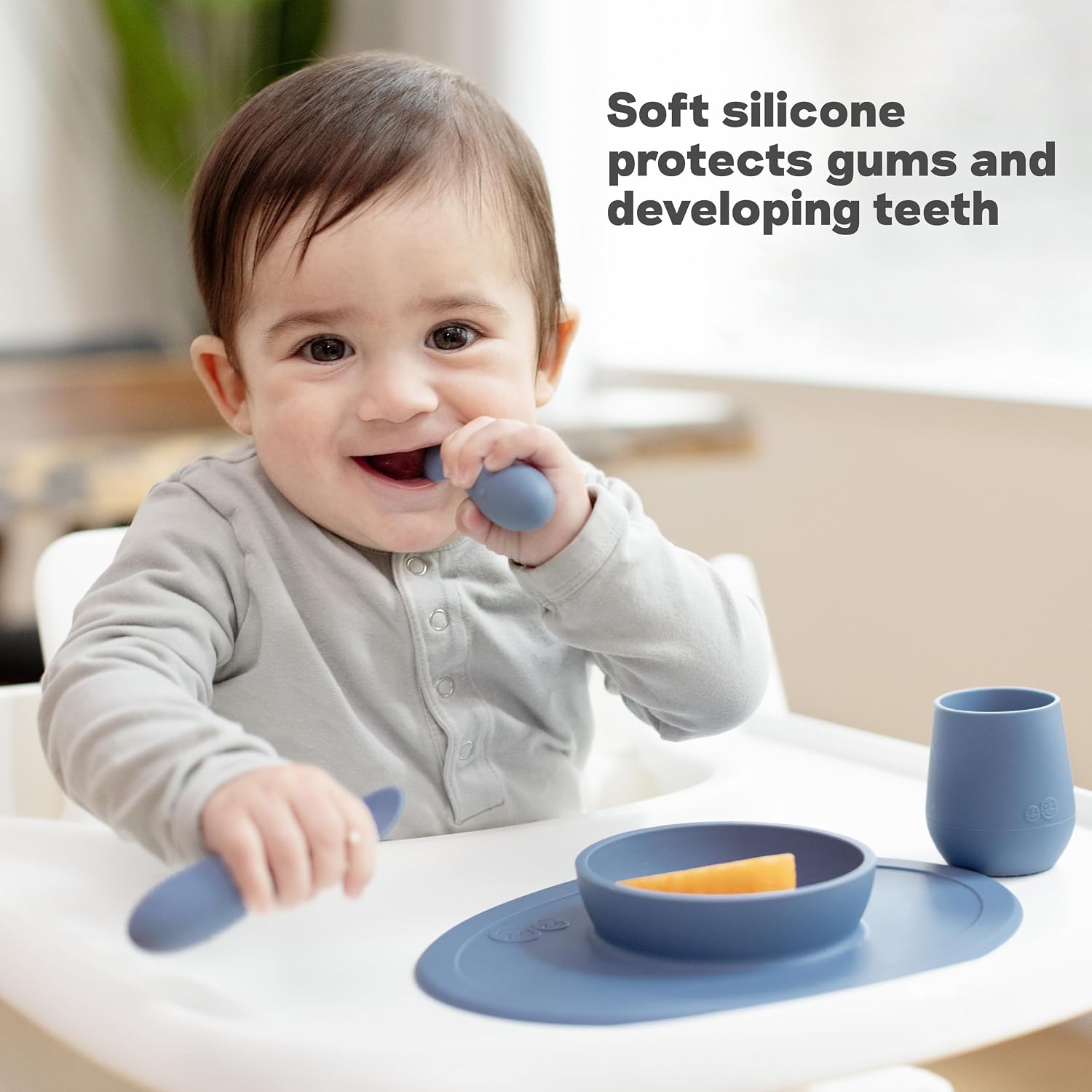 ezpz Tiny Spoon (2 Pack in Sage) - 6 Months+ - Baby Led Weaning Essentials