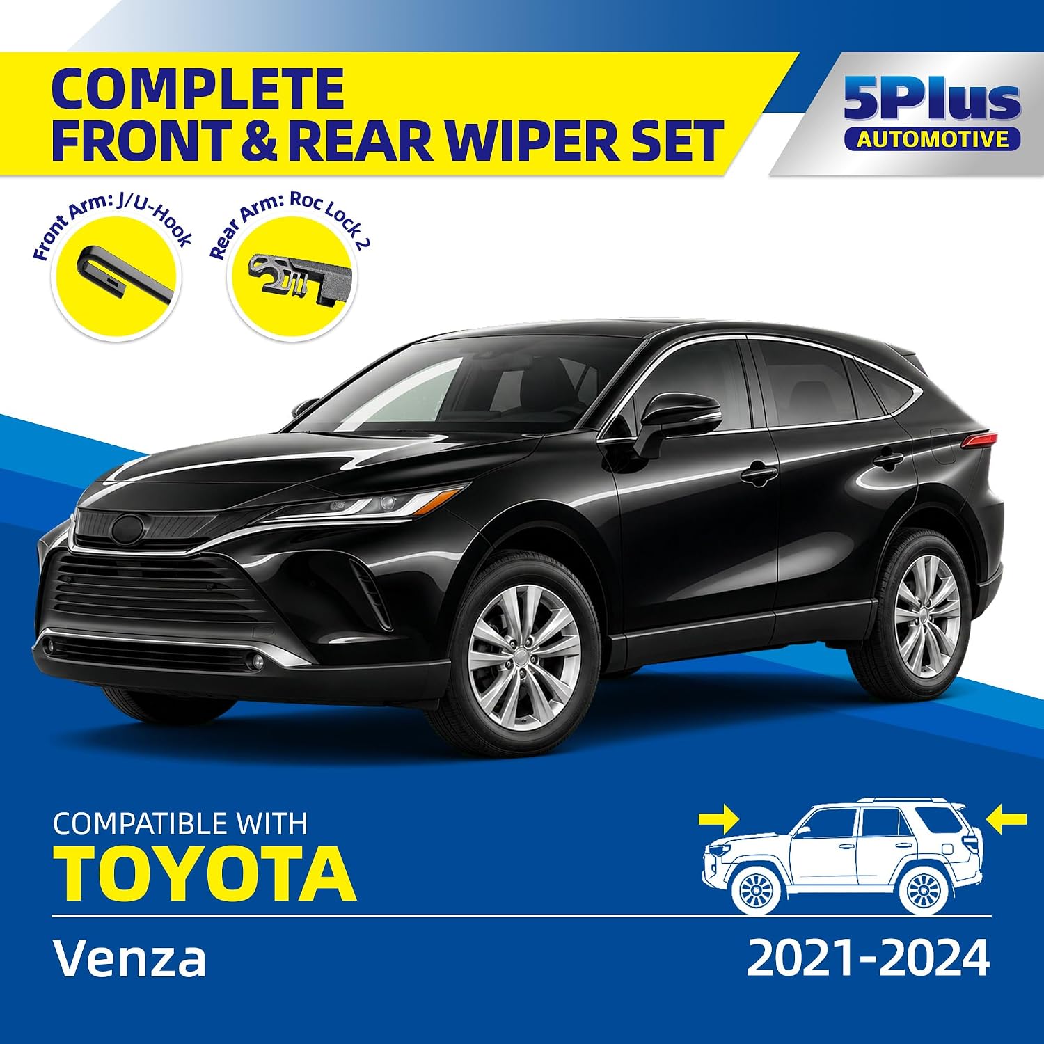 5 PLUS Custom-Fit Wipers fits Toyota Venza 2021-2024 Windshield Wipers