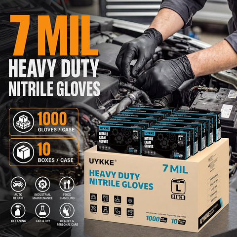 Nitrile Gloves HEAVY DUTY 7 Mil Disposable Rubber Black Gloves XL