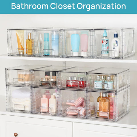 Vtopmart 4 Pack Large Stackable Storage Drawers, Clear