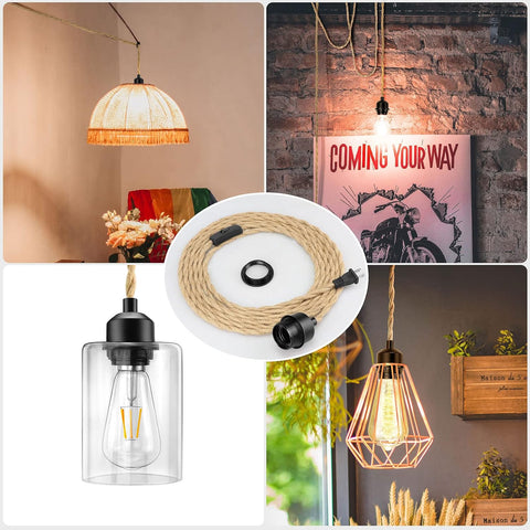 LYOOWNG Plug in Pendant Light Cord, 15FT Hanging Lights Cord, DIY Lamp Kit