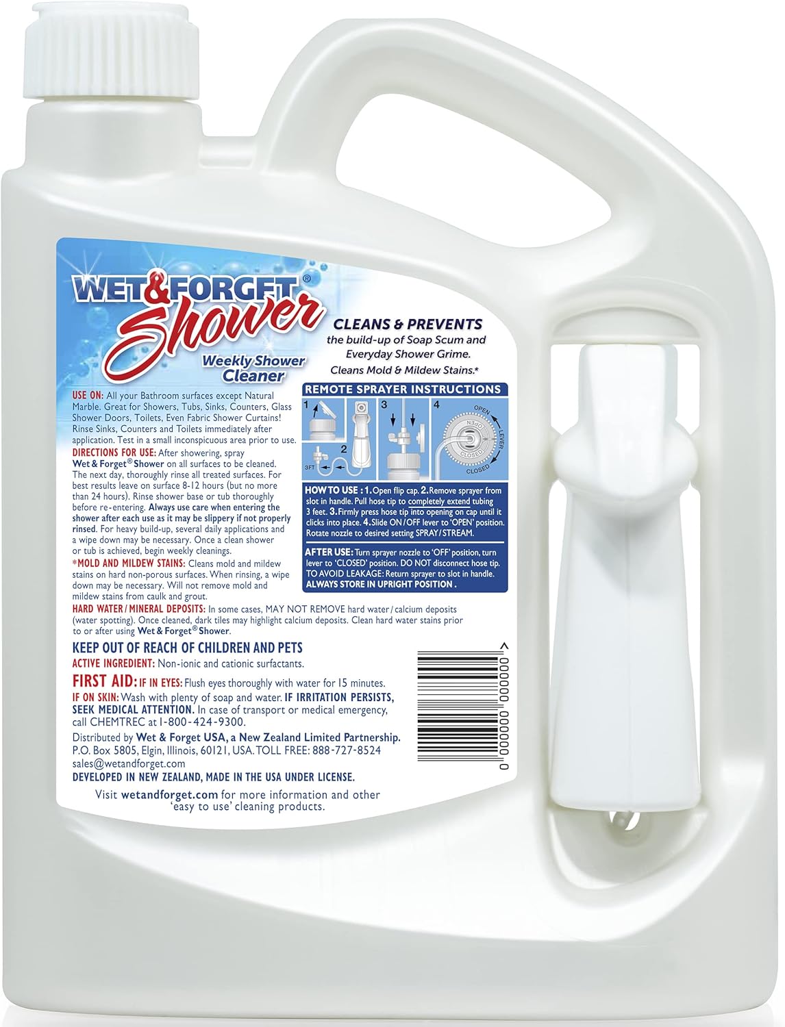 Wet & Forget Shower Cleaner Spray, No Scrub, Fresh Scent, 64 Fl Oz