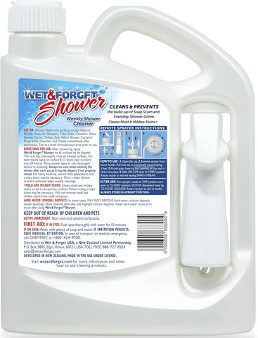 Wet & Forget Shower Cleaner Spray, No Scrub, Fresh Scent, 64 Fl Oz