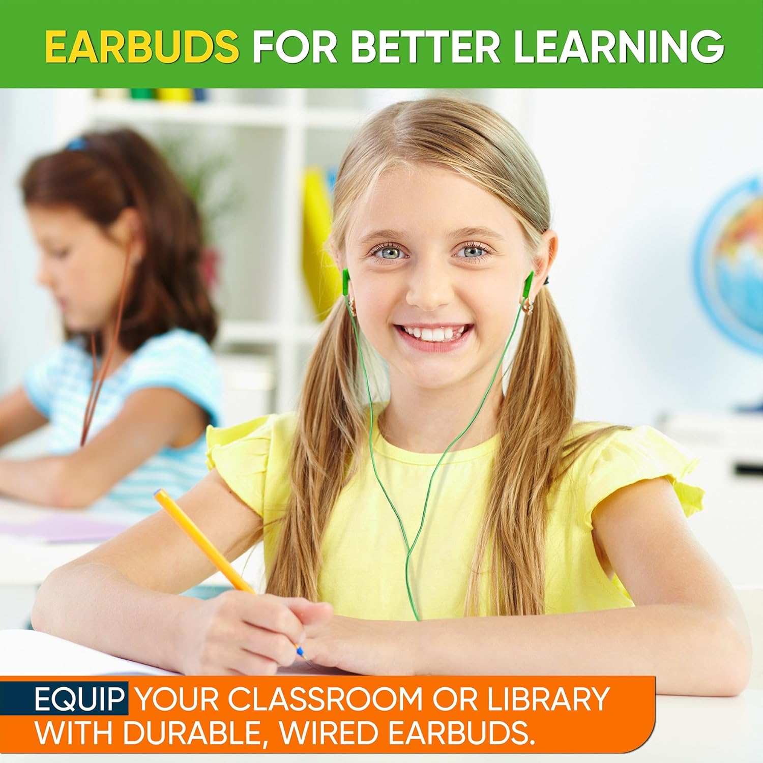 300 Pack Bulk Wired Earbuds, In Ear Headphones with 3.5mm Jack, 4ft Tangle Free Cable, Comfortable Fit, Affordable and Cost Effective, Ideal for School Classroom Testing Students Events Groups, Black