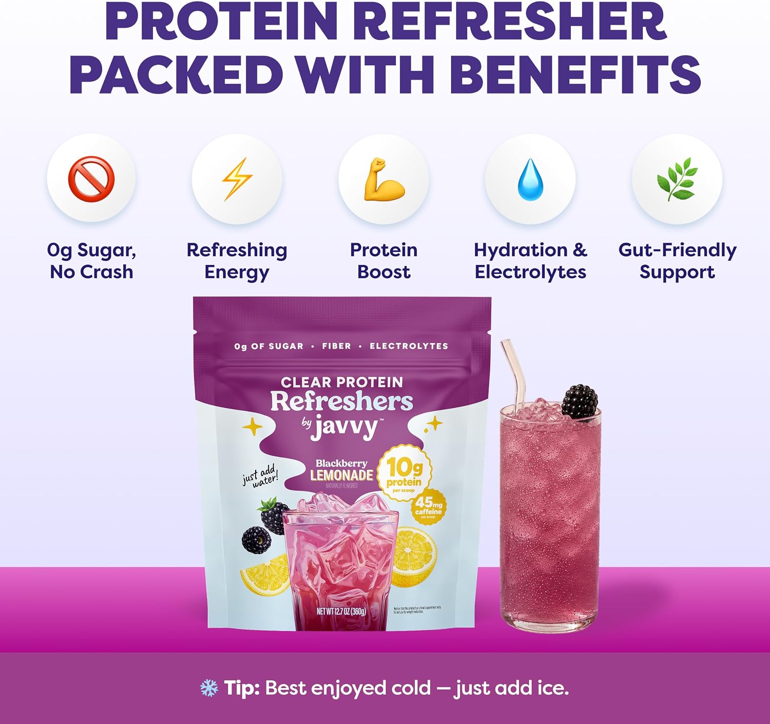 Javvy Clear Protein Powder with Clear Whey Protein, BlackBerry Lemonade