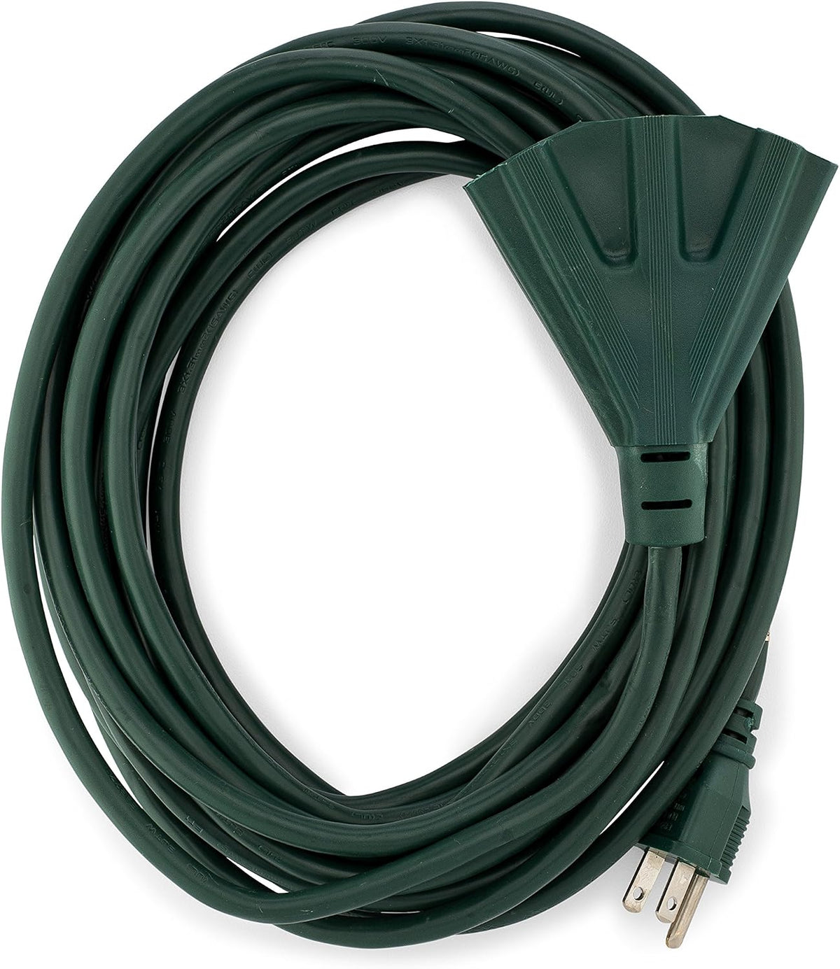 Holiday Lighting Outlet 25-Foot Green Extension Cord, 3-Prong Indoor & Outdoor Splitter, Perfect for Landscape Lighting