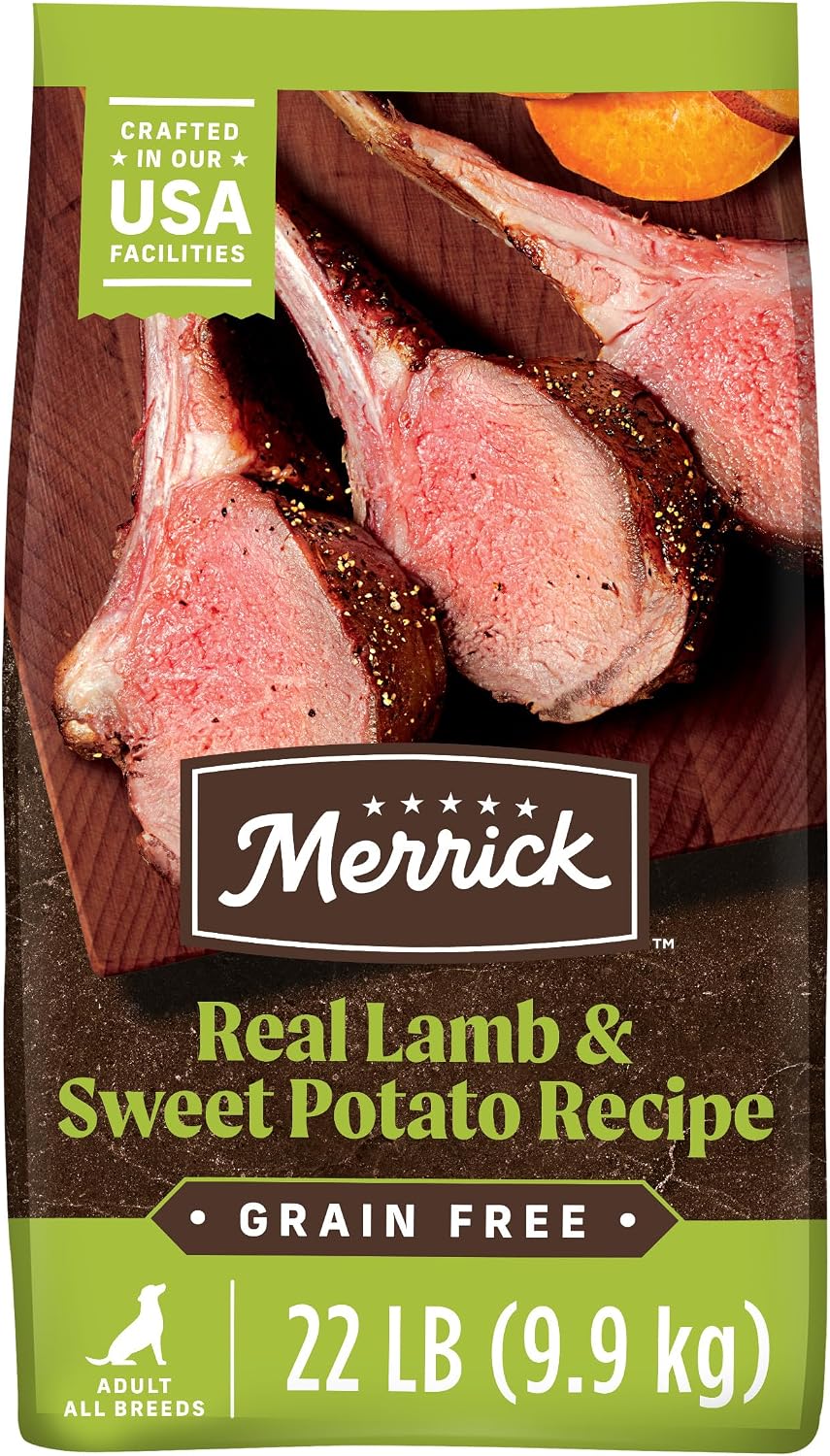 Merrick Grain Free Natural Lamb Sweet Potato Dry Adult Dog Food 22lb Bag