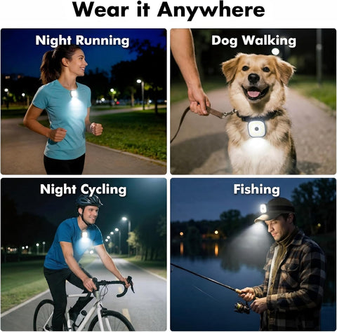 Running Lights for Runners, 2 Pack Mini Clip on Flashlight with 4 Modes, Rechargeable Safety LED Lights for Night Walking, Running Accessories & Camping Light Gear for Dog Walking-Green