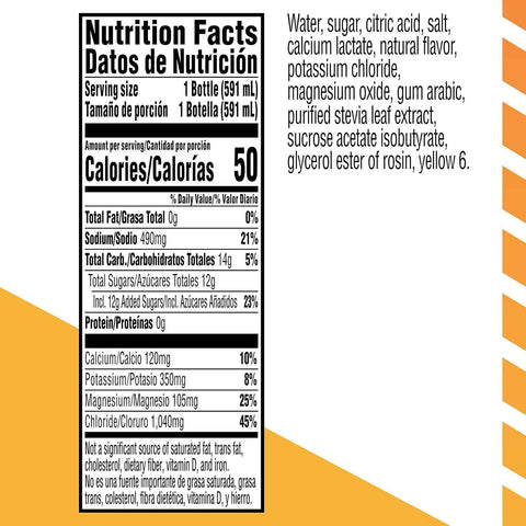 Gatorlyte Rapid Rehydration Electrolyte Beverage, Orange, 20oz Bottles (12 Pack)