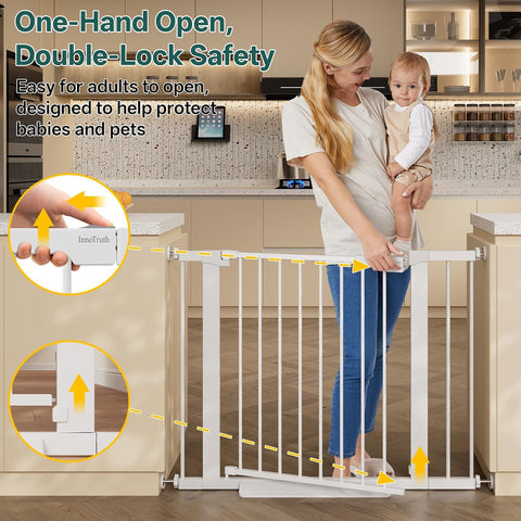 InnoTruth 29.6-39.1 in Wide Baby Gate for Stairs and Doorways, White