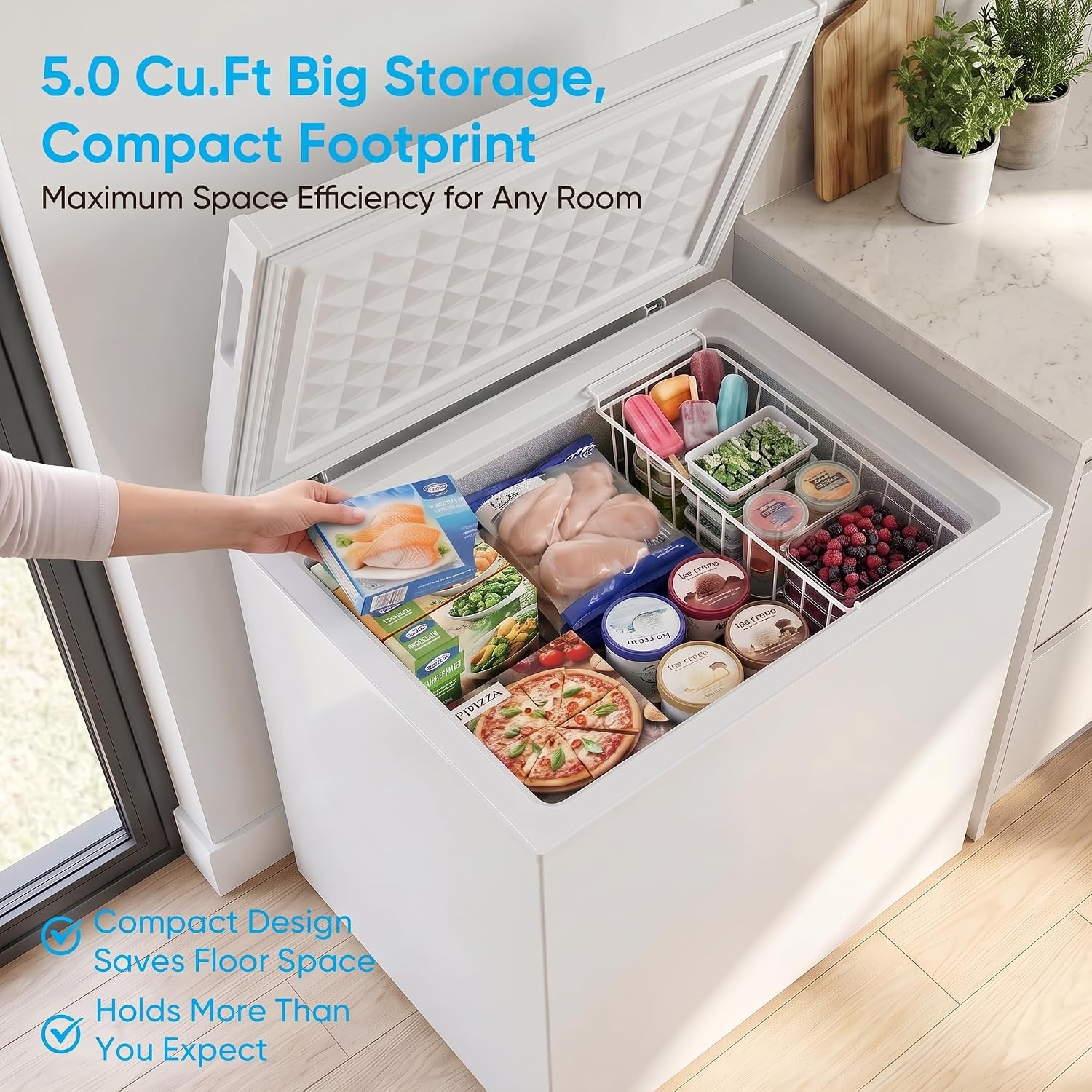 5.0 Cubic Feet Energy Saving Deep Freezer, White