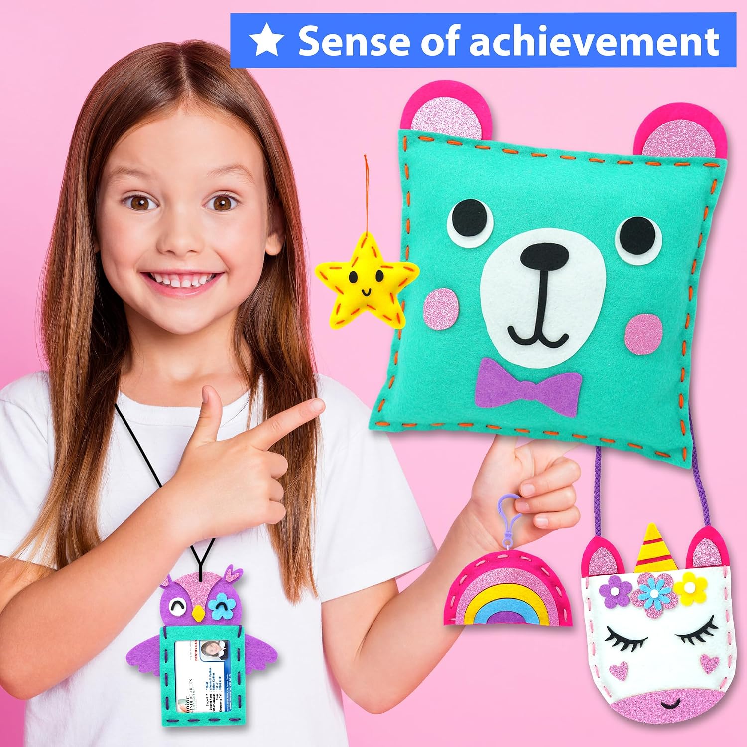 KRAFUN My First Sewing Kit for Kids Ages 6-12 | 7 Animal Dolls