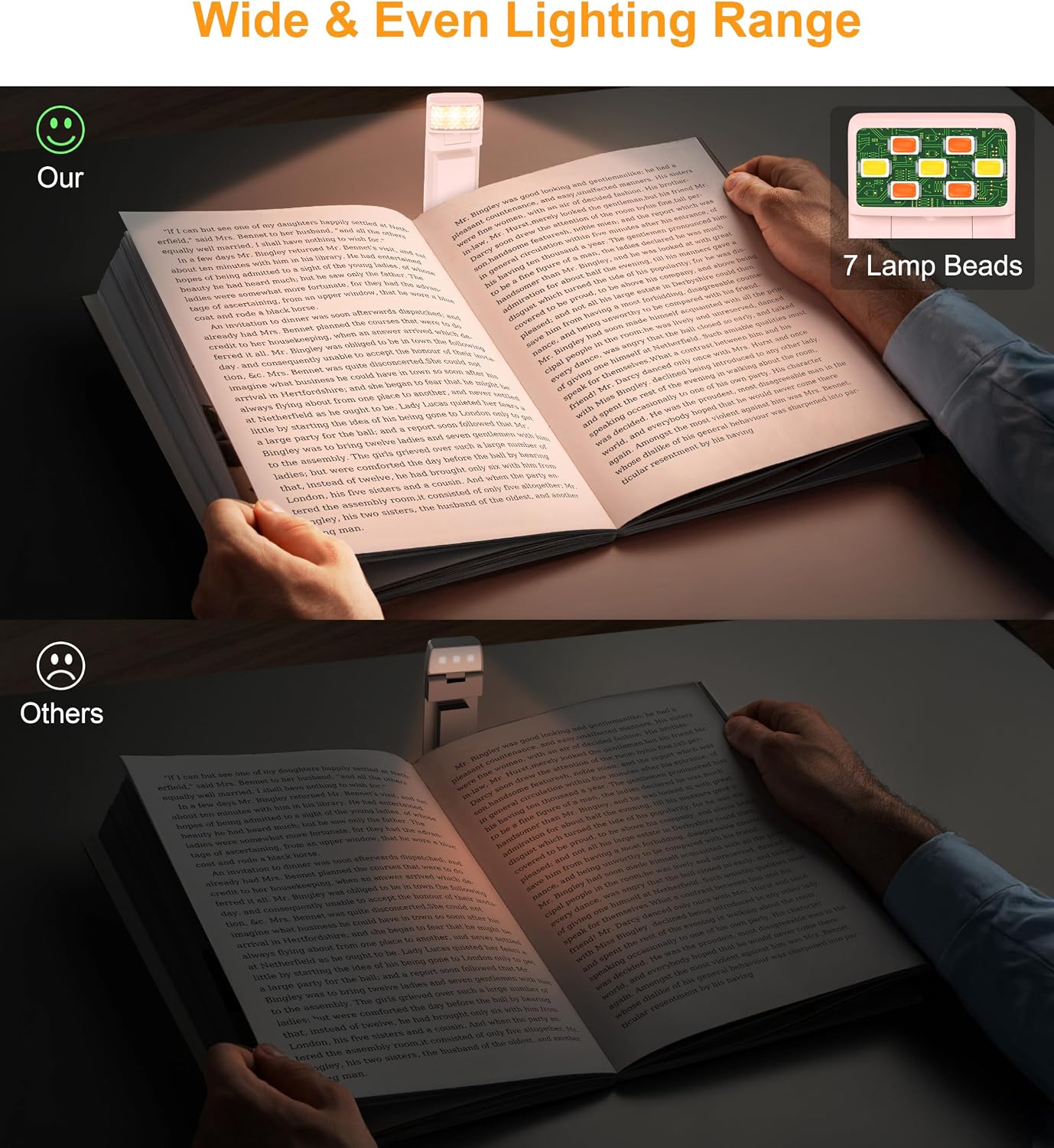 Gritin Book Light Rechargeable, Clip on LED Reading Light for Books in Bed