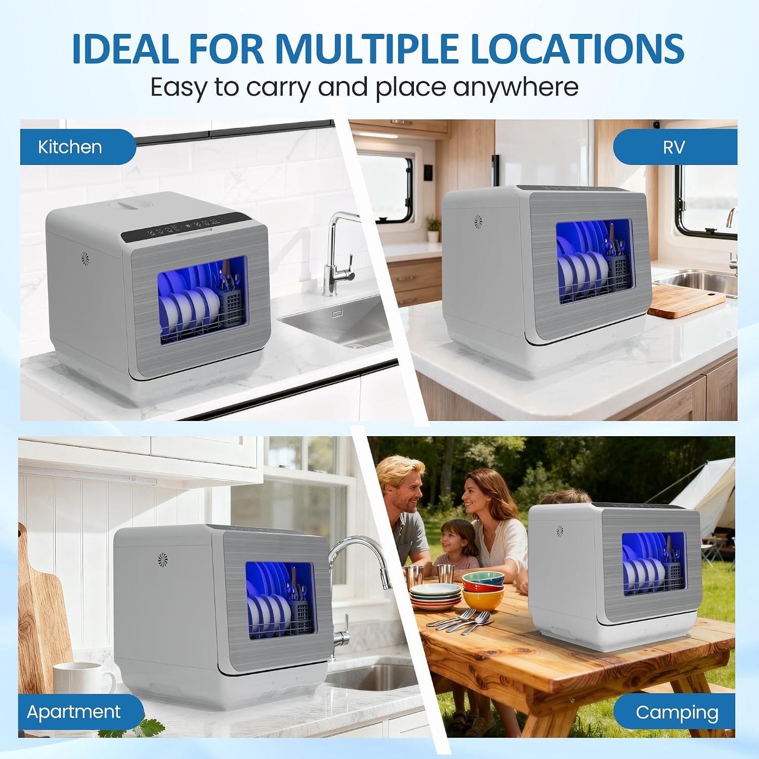 18" Portable Countertop Dishwasher with 152OZ Water Tank, 6 Preset Mode, Dishwasher Machine fits up to 12" plates, Energy Star, 12H Delay Start, Small Dish Washer for Dorm RV&Apartment