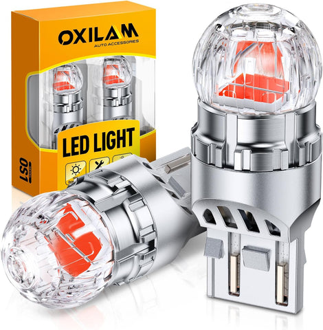 OXILAM 7443 LED Bulb Red, 800% Brighter, 7440 T20 W21W LED Brake Light Bulb