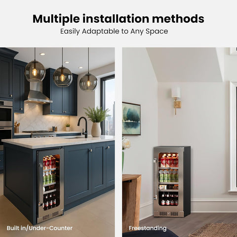 Whynter Wine Fridge Refrigerator 30 Inch Wine Cooler Bundle Built-In or Freestanding Wine Fridge with Glass Door Large Capacity Holds 160 Cans Beverage Refrigerators For Home Bar Kitchen