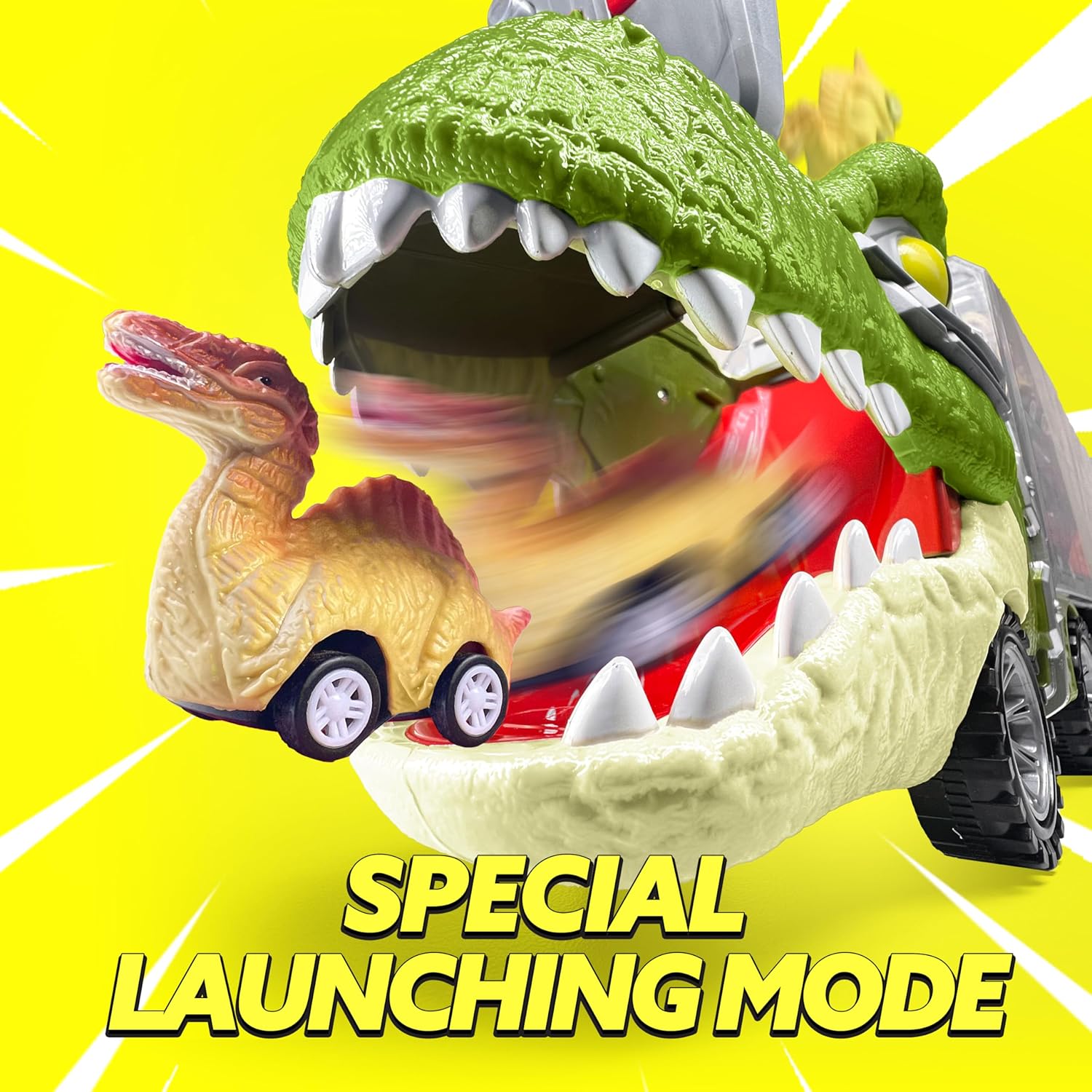 JOYIN 13 in 1 Dinosaur Toys for Kids 3-5, Transport Dinosaur Carrier Truck with 12 Pull Back Cars, Kids Toys 3-4 Birthday Gifts for 3 4 5+ Year Old Boys