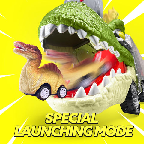 JOYIN 13 in 1 Dinosaur Toys for Kids 3-5, Transport Dinosaur Carrier Truck with 12 Pull Back Cars, Kids Toys 3-4 Birthday Gifts for 3 4 5+ Year Old Boys