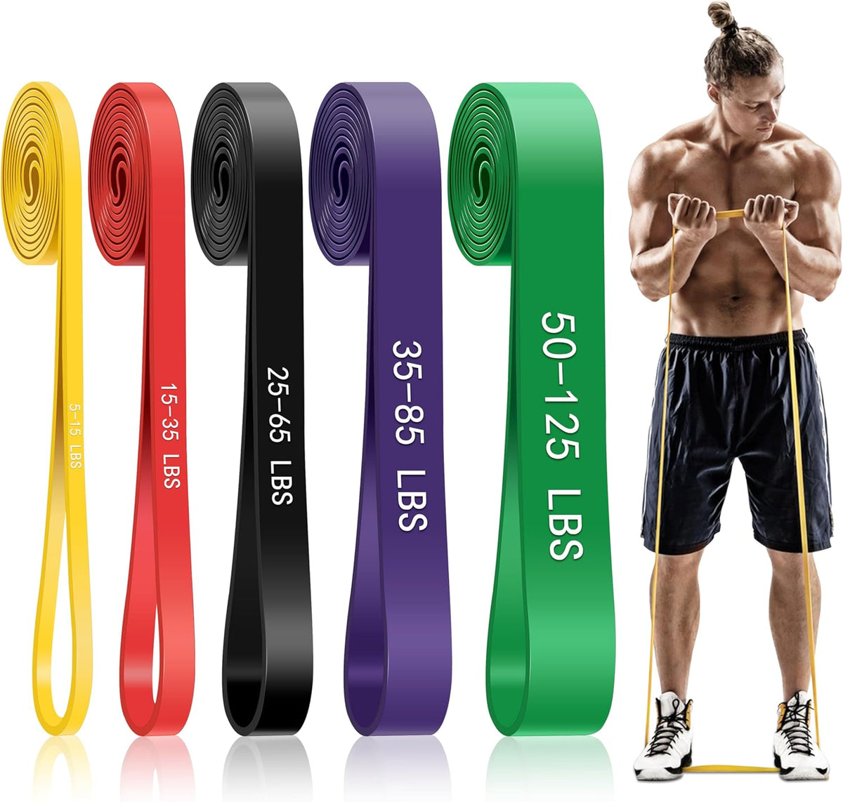 5-Level Resistance Bands for Working Out, Pull Up Assistance Bands