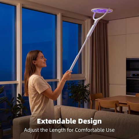 Nymrix Electric Fly Swatter Racket with Rotating Head & Telescopic Handle
