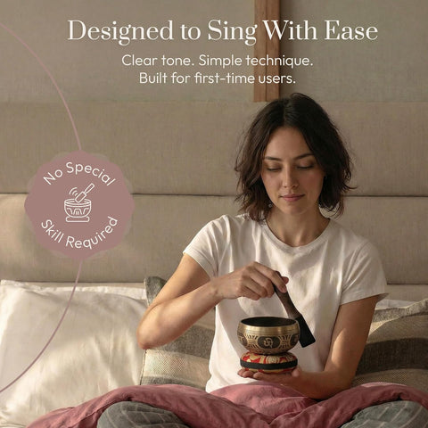 Silent Mind Tibetan Singing Bowl Set – Easy to Play & Beginner Friendly Meditation Bowl with Cushion, Mallet & Case | Stress Relief & Mindfulness | Gift-Ready