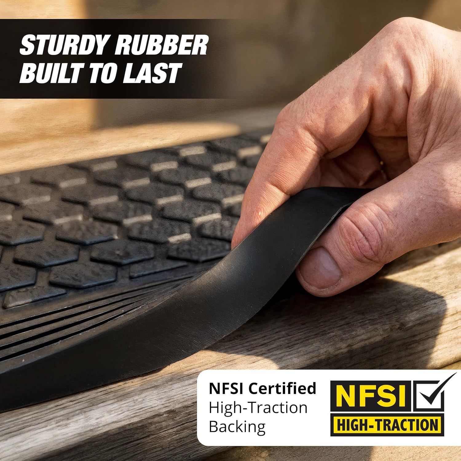 Rubber Stair Treads Outdoor 42" x 10" 5-Pack - Heavy-Duty Non-Slip Rubber