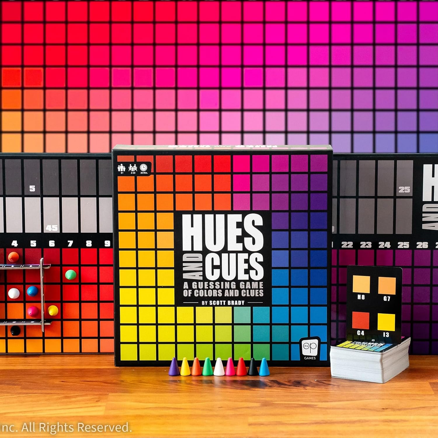 HUES and CUES - Vibrant Color Guessing Board Game for 3-10 Players Ages 8+, Connect Clues and Guess from 480 Color Squares