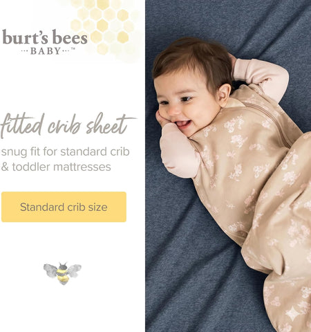 Burt's Bees Baby Organic Cotton Fitted Crib Sheet, Unisex Baby Beddings