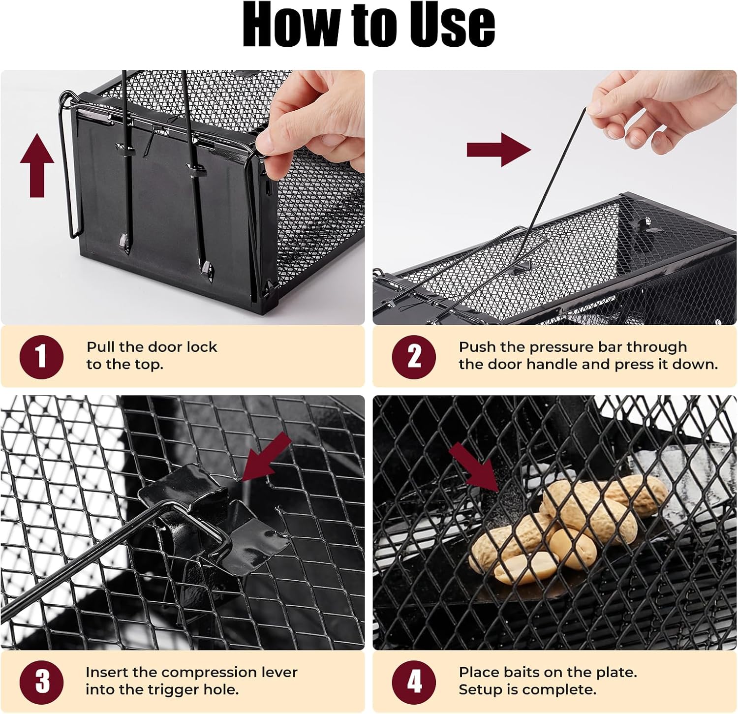 2 Pack Humane Rat Traps 12.5"x5.5"x4.5", Reusable Mouse Traps for Indoor/Outdoor Use, No-Kill Live Capture for Chipmunks, Rats, Mice