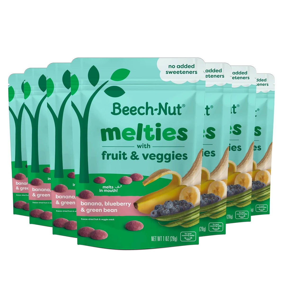 Beech-Nut Melties, Banana Blueberry Green Bean Snack Melts, 7 Bags