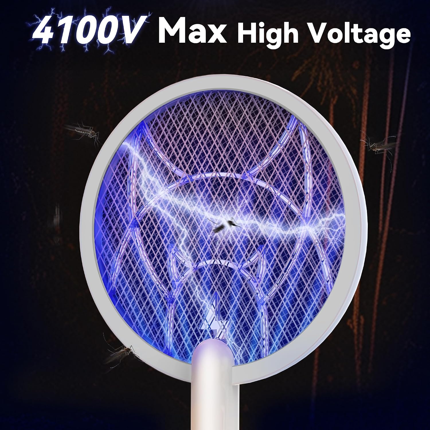 Nymrix Electric Fly Swatter 4100V Dual Mode Bug Zapper Racket（Grey,1-Pack）