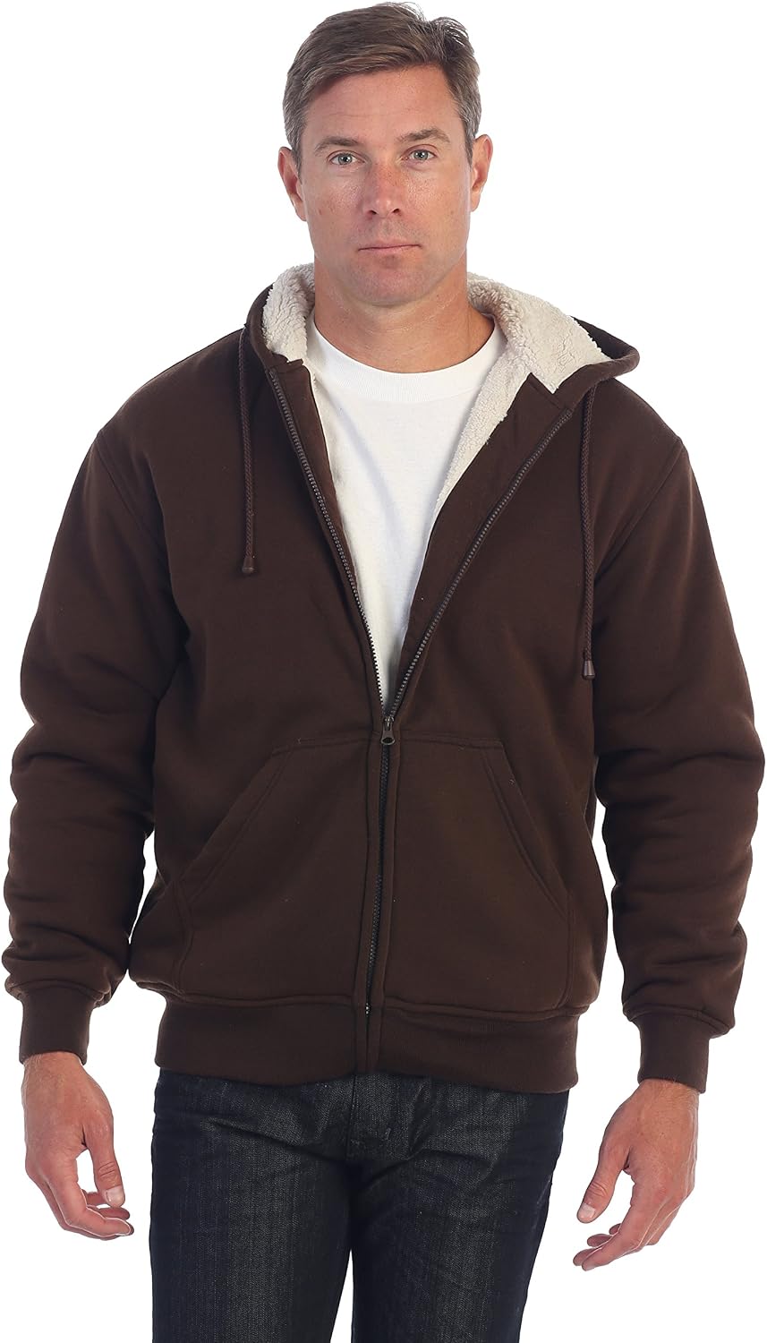 Gioberti Men's Soft Heavyweight Sherpa Lined Fleece Hoodie Jacket