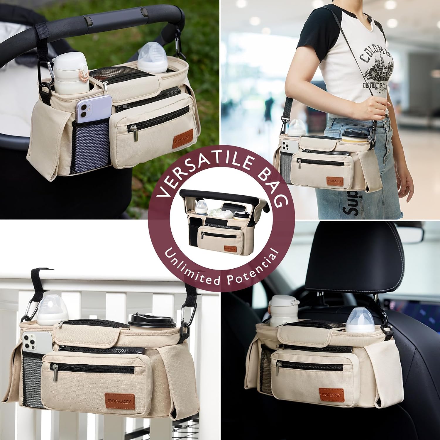 Momcozy Universal Stroller Organizer with Insulated Cup Holder