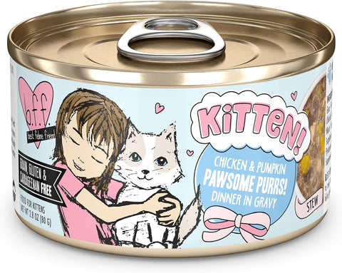 Weruva B.F.F. Kitten Food, Pawsome Purrs with Chicken & Pumpkin in Gravy, 2.8oz Can (Pack of 12)