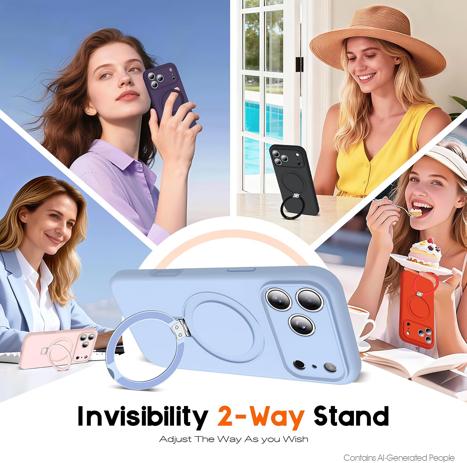 SKYLMW Case for iPhone 15 with Stand,6.1" Gray