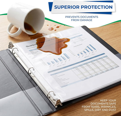 Samsill 200 Pack Heavy Duty Sheet Protectors, Crystal Clear, 8.5x11 Inch Page Protectors for 3 Ring Binder, Letter Size Protectors, Reinforced Holes, Clear Protector, Top Loading, Acid Free