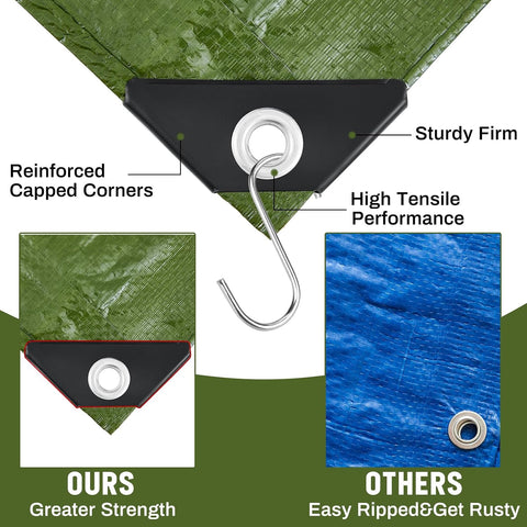 8 Pack 6 x 8 ft Army Green Tarps, 5.5 Mil Heavy Duty Waterproof Tarp