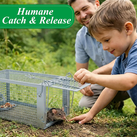 2 Packs Humane Rat Mouse Trap Outdoor Live Animal Cage Indoor & Outdoor