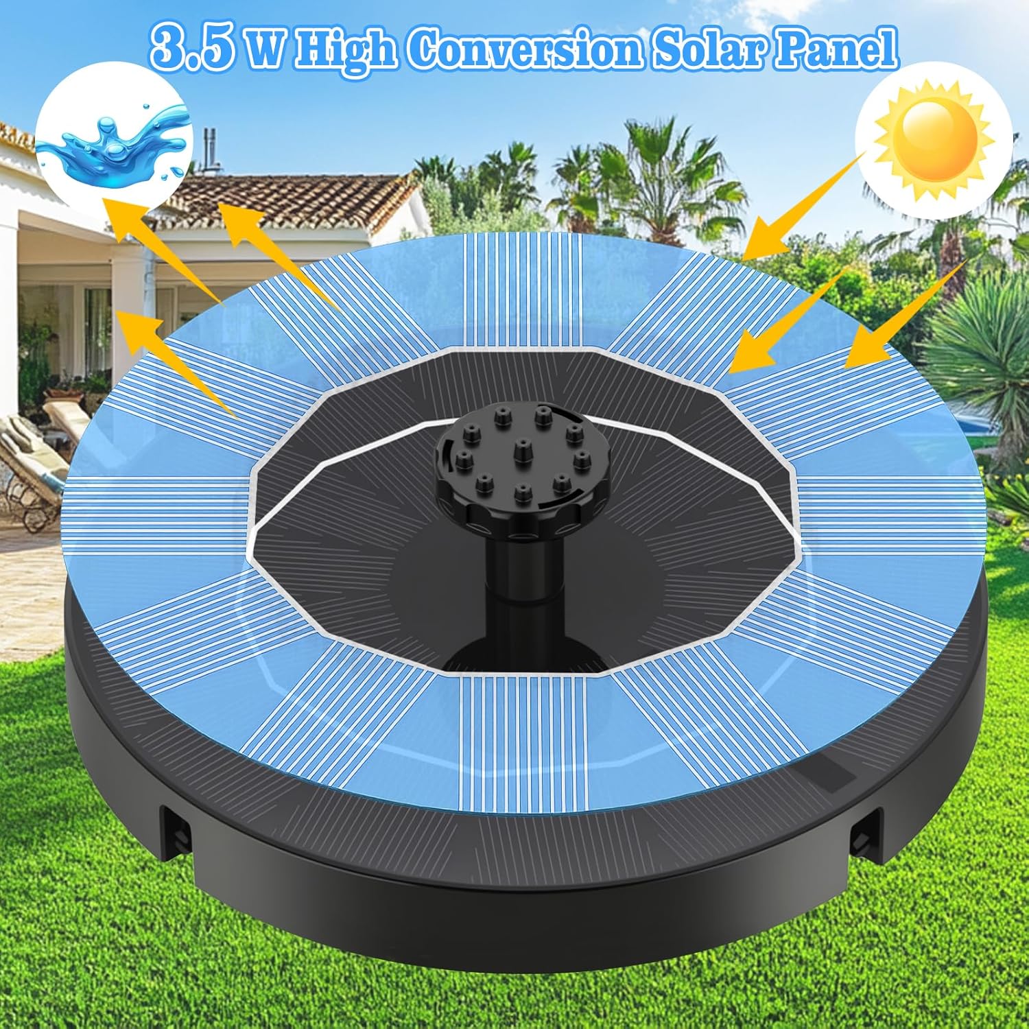 Solar Fountain, Upgraded Bird Bath for Outside Garden Patio Pond