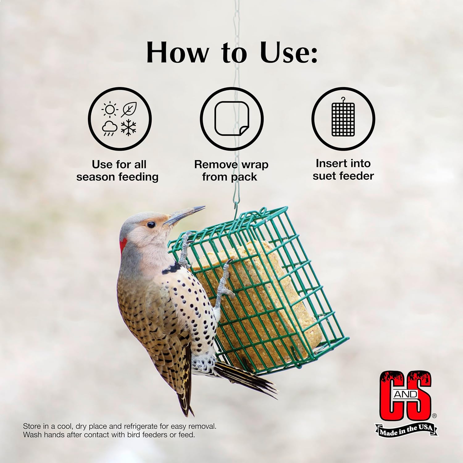 C&S High Energy Suet Treat, Suet Cakes for Wild Birds, Pack of 8