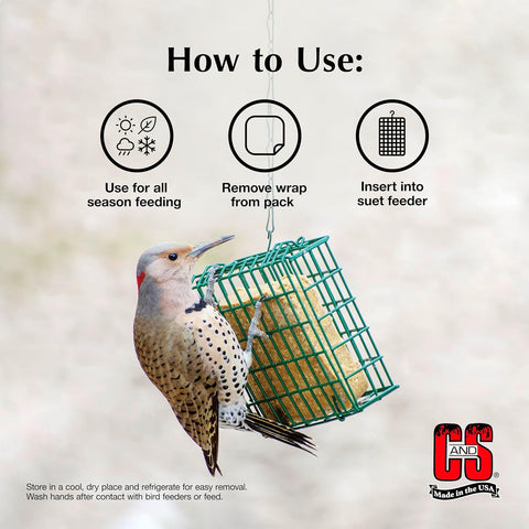 C&S High Energy Suet Treat, Suet Cakes for Wild Birds, Pack of 8