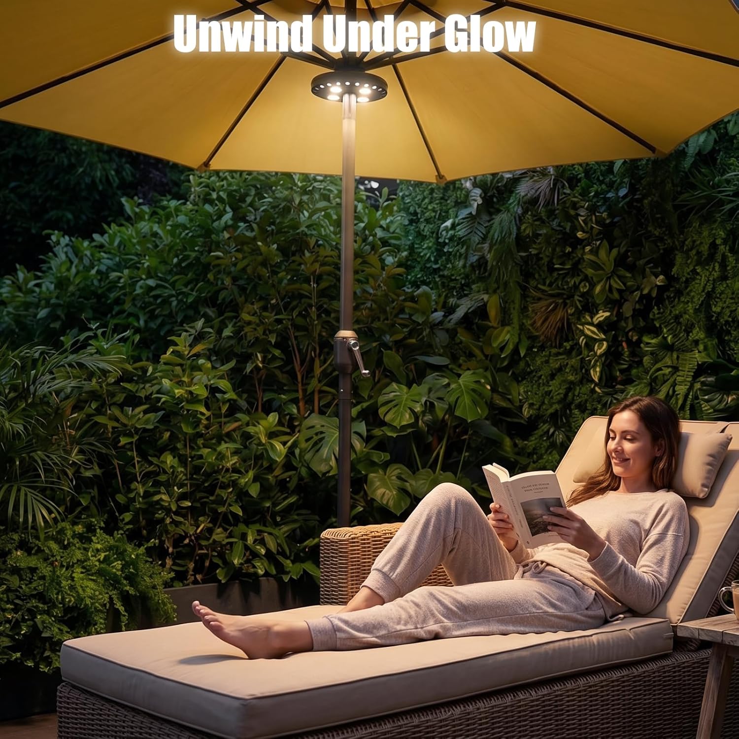 OYOCO Patio Umbrella Light 3 Brightness Modes Cordless,with 28 Cool White LEDs-4 * AA Battery Operated Umbrella Lights,Fits 1.15"-2" Umbrella Poles,for Patio Umbrellas,Camping Tents and Indoor Use