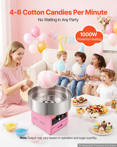 VEVOR Commercial Cotton Candy Machine, 1000W Electric Candy Floss Maker