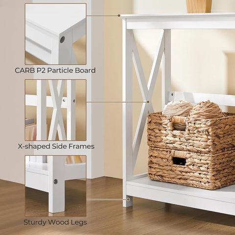 Yaheetech Narrow White Entryway Console Table, 2-Tier X-Frame Storage Shelf