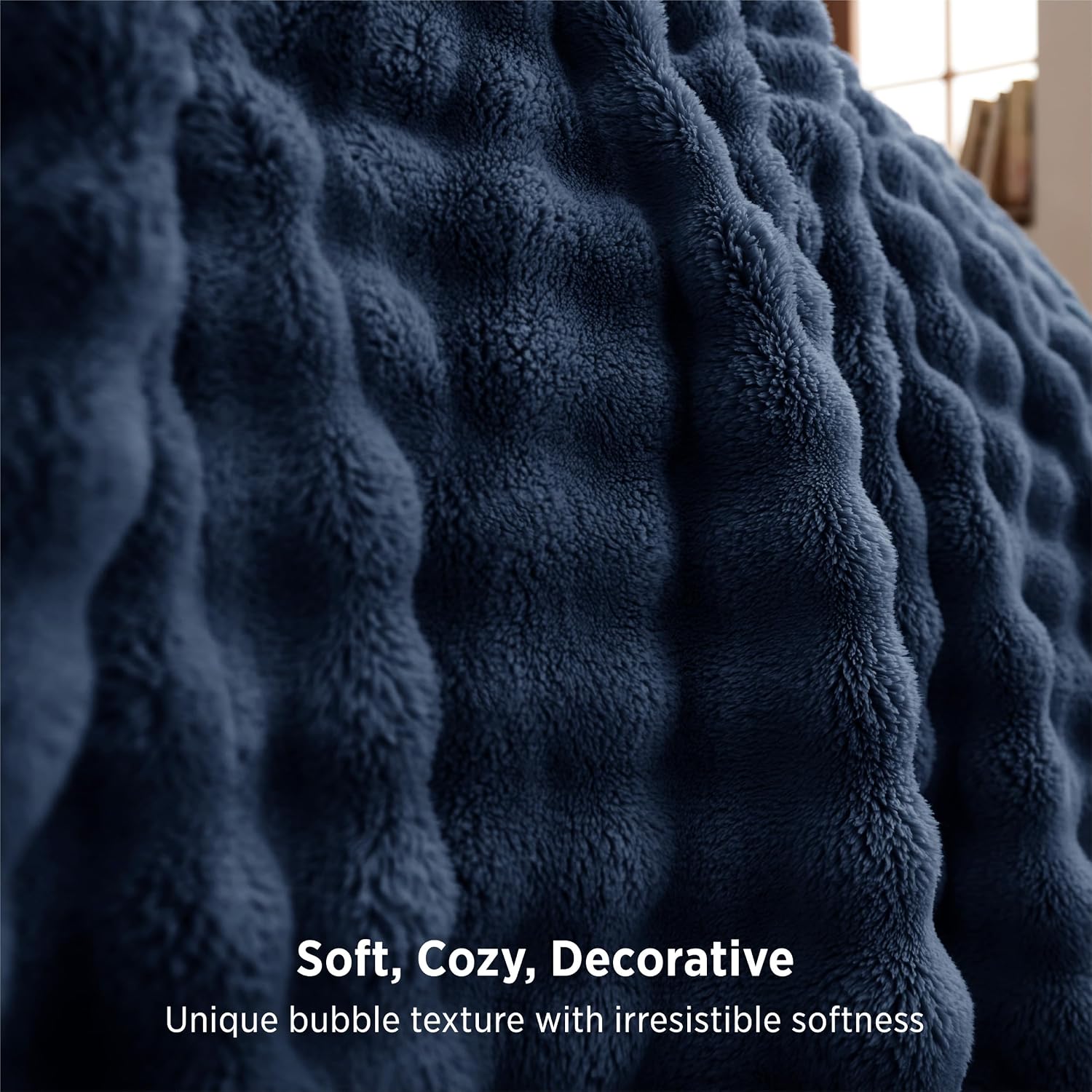 Bedsure Cloud Bubble Cozy Throw Blanket for Couch, Navy Blue, 50"×70"