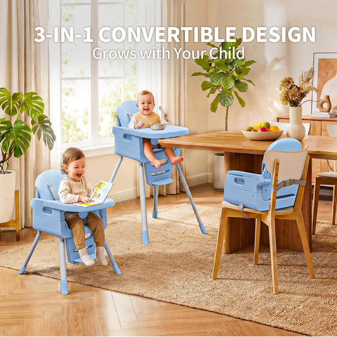 3-in-1 High Chair for Babies and Toddlers, Infant to Toddler Seating&Dining