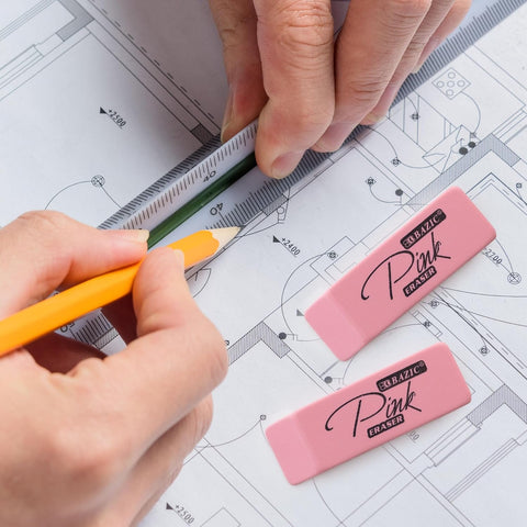 BAZIC Products Pink Bevel Block Erasers, Latex-Free, PVC-Free, 24-Box